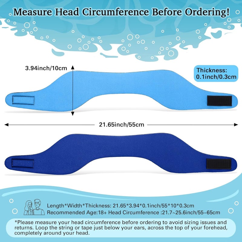 Lunmon 2 Pairs Swimming Headbands Adjustable Water Headbands for Adults Waterproof Safety Earplugs Swimming Earband Protectors for Pool, Surfing, Diving and Water Sports - Image 2